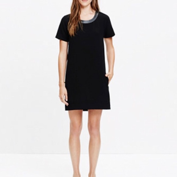Madewell Dresses & Skirts - Madewell leather trim tailored tee dress
